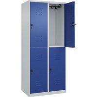 C+P 2 compartments, 2 compartments, light grey/gentian blue, HxW 1850 x 800 mm, with floor glides, rotary bolt