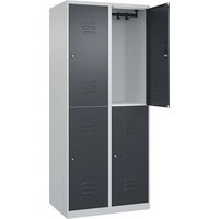 C+P 2 compartments, 2 compartments, light grey/grey, HxW 1850 x 800 mm, with floor glides, cylinder lock