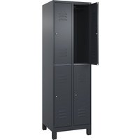 C+P 2 compartments, 2 compartments, grey, HxW 1950 x 600 mm, with feet, cylinder lock