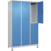 C+P 3 compartments, 3 compartments, light grey/light blue, HxW 1950 x 1200 mm, with feet, cylinder lock