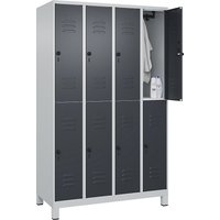 C+P 4 compartments, 4 compartments, light grey/grey, HxW 1950 x 1200 mm, with feet, rotary bolt