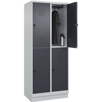 C+P 2 compartments, 2 compartments, light grey/grey, HxW 1950 x 800 mm, with base plinth, rotary bolt
