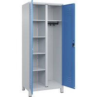 C+P 1 compartment, partition in centre, 1 compartment, partition in centre, light grey/light blue, W 800 mm, with feet, cylinder lock