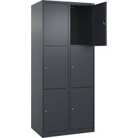 2 compartments, 2 compartments, grey, W 800 mm, 6 compartments, with floor glides, cylinder lock