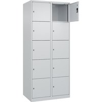 2 compartments, 2 compartments, light grey, W 800 mm, 10 compartments, with floor glides, cylinder lock