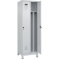 2 compartments, partition, short model, 2 compartments, partition, short model, light grey, W 600 mm, with wide feet, security rotary bolt