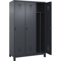 3 compartments, partition, short model, 3 compartments, partition, short model, grey, W 1200 mm, with wide feet, security rotary bolt
