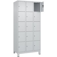 3 compartments, 3 compartments, light grey, W 900 mm, 15 compartments, with wide feet, cylinder lock