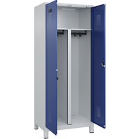 1 compartment, partition, short model, 1 compartment, partition, short model, light grey / gentian blue, W 800 mm, with wide feet, cylinder lock