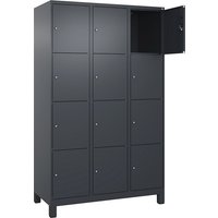 3 compartments, 3 compartments, grey, W 1200 mm, 12 compartments, with wide feet, cylinder lock