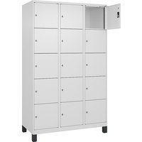 3 compartments, 3 compartments, white, W 1200 mm, 15 compartments, with wide feet, cylinder lock