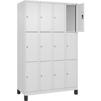 4 compartments, 4 compartments, white, W 1200 mm, 12 compartments, with wide feet, cylinder lock