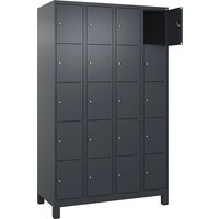 4 compartments, 4 compartments, grey, W 1200 mm, 20 compartments, with wide feet, cylinder lock