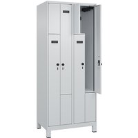 2 compartments, 2 compartments, light grey, W 800 mm, 4 compartments, with wide feet, security rotary bolt