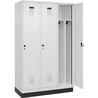 3 compartments, partition, short model, 3 compartments, partition, short model, white, W 1200 mm, with base plinth, security rotary bolt
