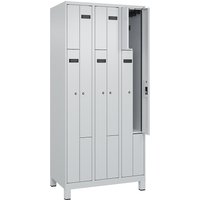 3 compartments, 3 compartments, light grey, W 900 mm, 6 compartments, with wide feet, cylinder lock