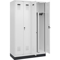 2 compartments, partition, short model, 2 compartments, partition, short model, white, W 1200 mm, with base plinth, security rotary bolt