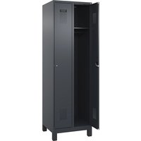 C+P 2 compartments, 2 compartments, grey, W 600 mm, with wide feet, cylinder lock