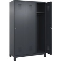C+P 3 compartments, 3 compartments, grey, W 1200 mm, with wide feet, cylinder lock