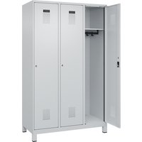 C+P 3 compartments, 3 compartments, light grey, W 1200 mm, with wide feet, cylinder lock