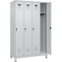 C+P 4 compartments, 4 compartments, light grey, W 1200 mm, with wide feet, rotary bolt