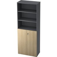 eurokraft pro 5 shelves, 2 hinged doors, 5 shelves, 2 hinged doors, graphite / oak