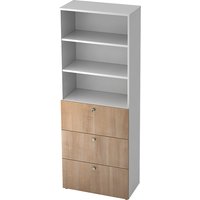 eurokraft pro 2 shelves, 3 suspension file drawers, 2 shelves, 3 suspension file drawers, white / walnut finish