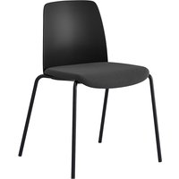upholstered seat, plastic backrest, pack of 4, upholstered seat, plastic backrest, pack of 4, seat black, frame black