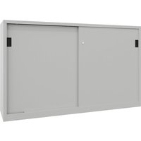 Pavoy height 1200 mm, solid sheet metal doors, height 1200 mm, solid sheet metal doors, WxD 2000 x 500 mm, with divider and 2 x 2 shelves, door light grey
