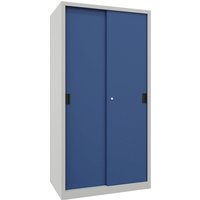 Pavoy height 1950 mm, solid sheet metal doors, height 1950 mm, solid sheet metal doors, WxD 1000 x 600 mm, with 4 shelves, door gentian blue