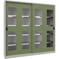height , glazed doors, height , glazed doors, WxD 2000 x , with divider and 2 x 4 shelves, door reseda
