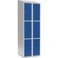 2 compartments, 2 compartments, light grey / gentian blue, W 600 mm, sloping roof shape, cylinder lock