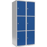2 compartments, 2 compartments, light grey / gentian blue, W 800 mm, flat roof shape, padlock