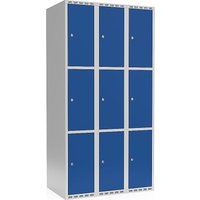 3 compartments, 3 compartments, light grey / gentian blue, W 900 mm, flat roof shape, cylinder lock