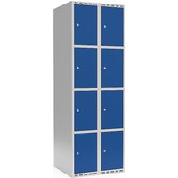 2 compartments, 2 compartments, light grey / gentian blue, W 600 mm, flat roof shape, cylinder lock