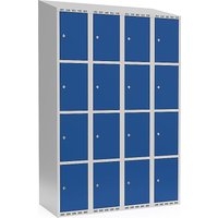 4 compartments, 4 compartments, light grey / gentian blue, W 1200 mm, sloping roof shape, cylinder lock