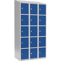 3 compartments, 3 compartments, light grey / gentian blue, W 900 mm, sloping roof shape, padlock