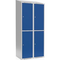 2 compartments, 2 compartments, light grey / gentian blue, W 800 mm, sloping roof shape, cylinder lock