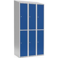 3 compartments, 3 compartments, light grey / gentian blue, W 900 mm, sloping roof shape, cylinder lock
