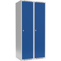 2 compartments, 2 compartments, light grey / gentian blue, W 800 mm, flat roof shape, padlock