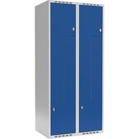 2 compartments, 2 compartments, light grey / gentian blue, W 800 mm, flat roof shape, padlock