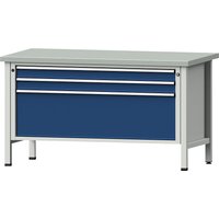ANKE width 1500 mm, 3 drawers, width 1500 mm, 3 drawers, sheet steel covered worktop, front in gentian blue