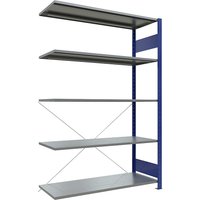 eurokraft pro single row, single row, shelf WxD 1300 x 500 mm, blue, height 2000 mm, extension shelf unit