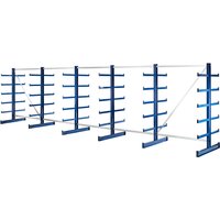 eurokraft pro shelf unit length 6750 mm, shelf unit length 6750 mm, double sided, gentian blue