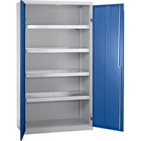 HxWxD 1800 x 1000 x 500 mm, 4 tray shelves, HxWxD 1800 x 1000 x 500 mm, 4 tray shelves, light grey / gentian blue