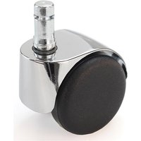 Proroll with socket pin with clamp ring, chrome plated, with socket pin with clamp ring, chrome plated, 10 x 22 mm, hard, for soft floors