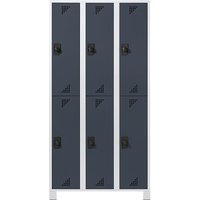 eurokraft pro 3 compartments, 3 compartments, light grey / charcoal, width 1200 mm, 6 compartments