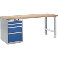 LISTA height 840 mm, pedestal drawer unit, 4 drawers, height 840 mm, pedestal drawer unit, 4 drawers, gentian blue, table width 2000 mm