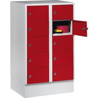Wolf 2 compartments, 2 compartments, light grey / flame red, 10 compartments
