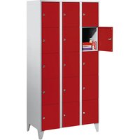 Wolf 3 compartments, 3 compartments, light grey / flame red, W 900 mm, with feet